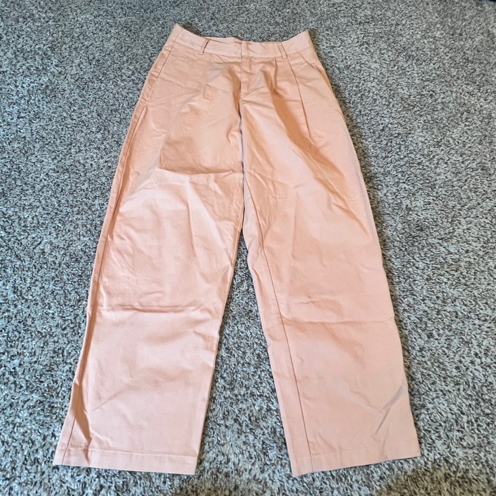 See U Soon Womens Orange High Waisted Pleated Wide Leg Cotton Pants‎ Size 4 NEW